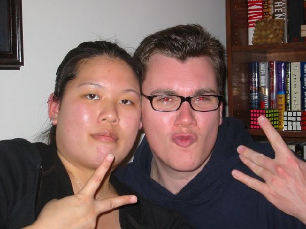 Rob and Helen showing their hood upbringing.