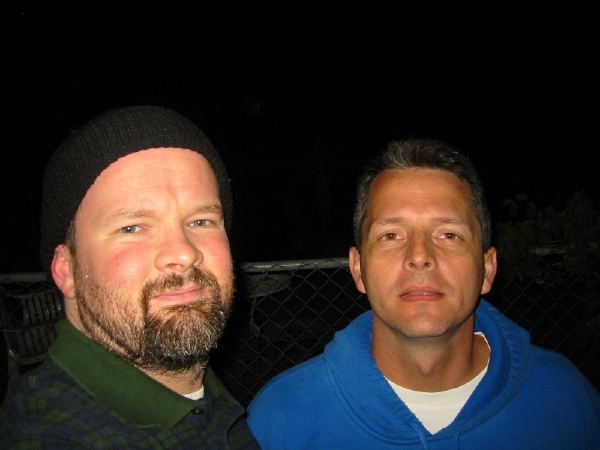Brian and I exploring an abandonded hotel inner area.