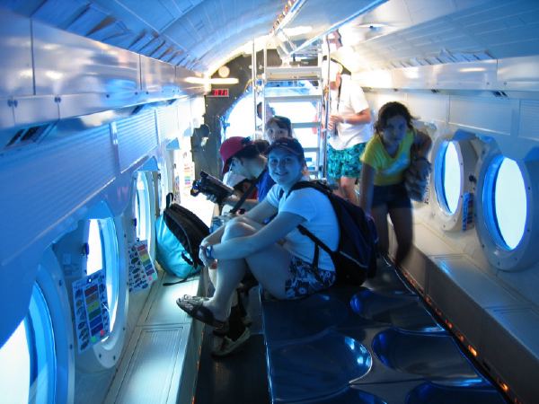 In a submarine, about to dive.