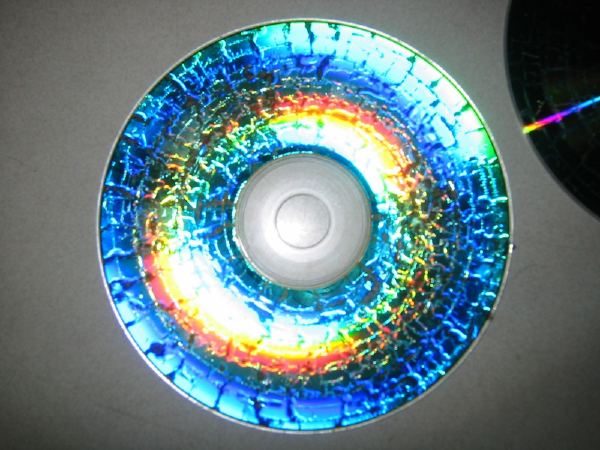 Closeup of microwaved CD.